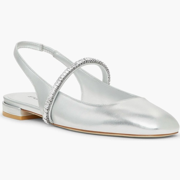Stuart Weitzman Silver Slingback Flats